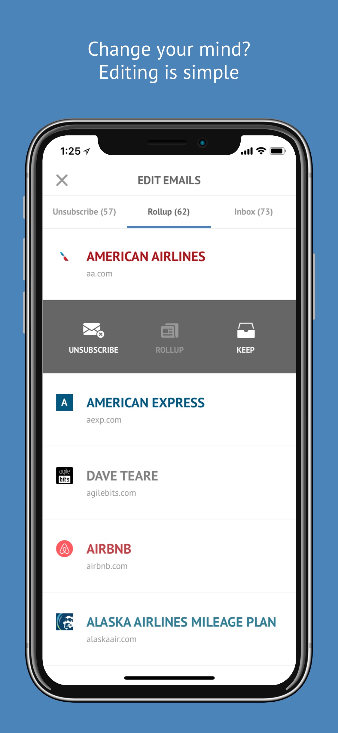 Screenshot do app Unroll.Me