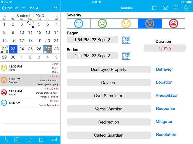 Tantrum Tracker for iPad