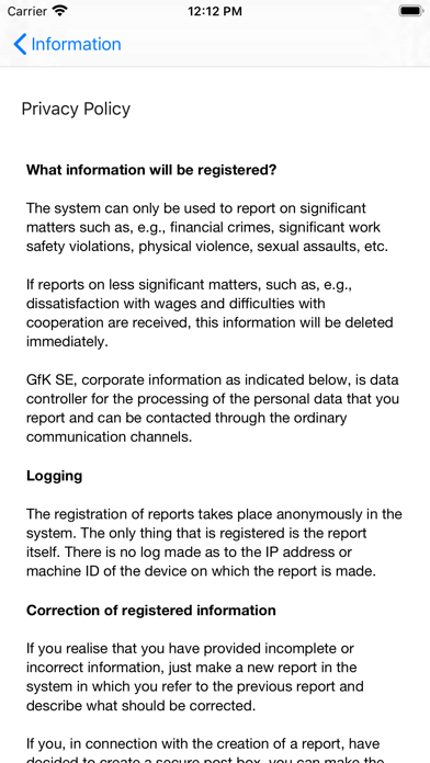 Whistleblowing@GfK App screenshot 3