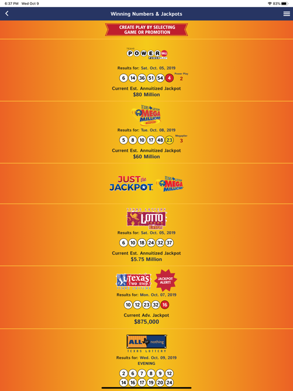 iPad Image of Texas Lottery Official App