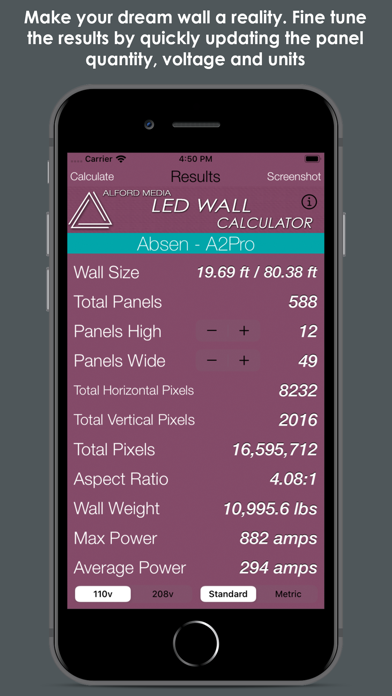 Alford LED Wall Calculator screenshot 4