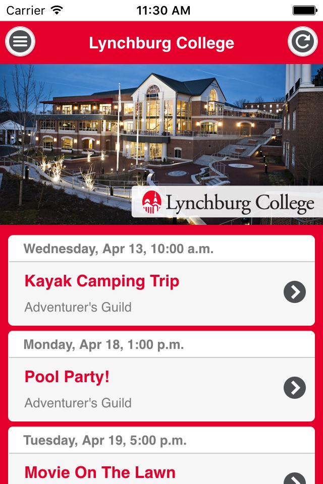 University of Lynchburg Events screenshot 2