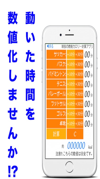 球技の燃焼カロリー計算アプリ