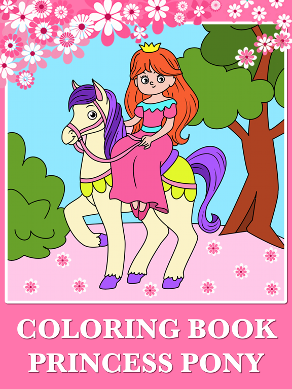 Pony Princess Coloring Book Kids Games for Little Preschool Toddler Girls screenshot