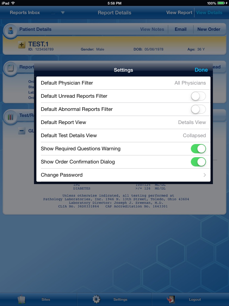Toledo PathLabs App for iPad screenshot 2