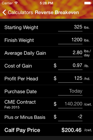 Nexus Cattle Calculator - náhled