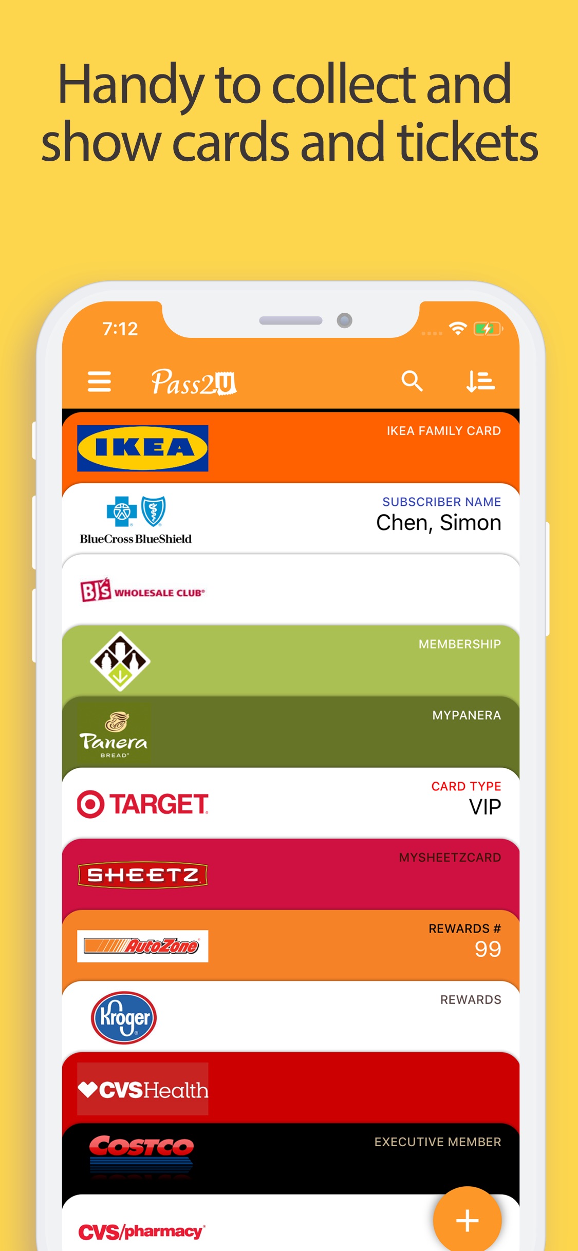 Screenshot do app Pass2U Wallet - cartões / cupo