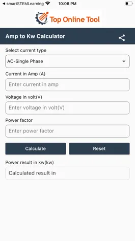 Game screenshot Amps to Kw Calculator apk