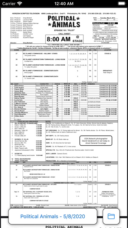 Open Callsheet