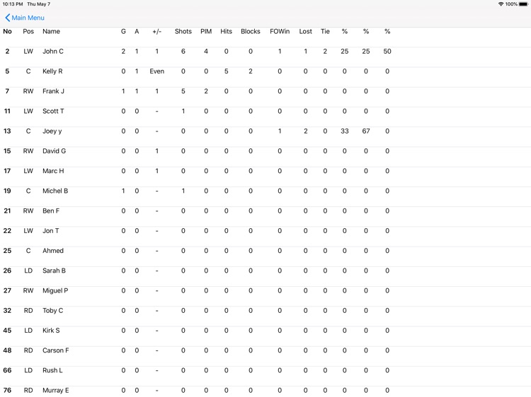 Hockey Stats Tracker