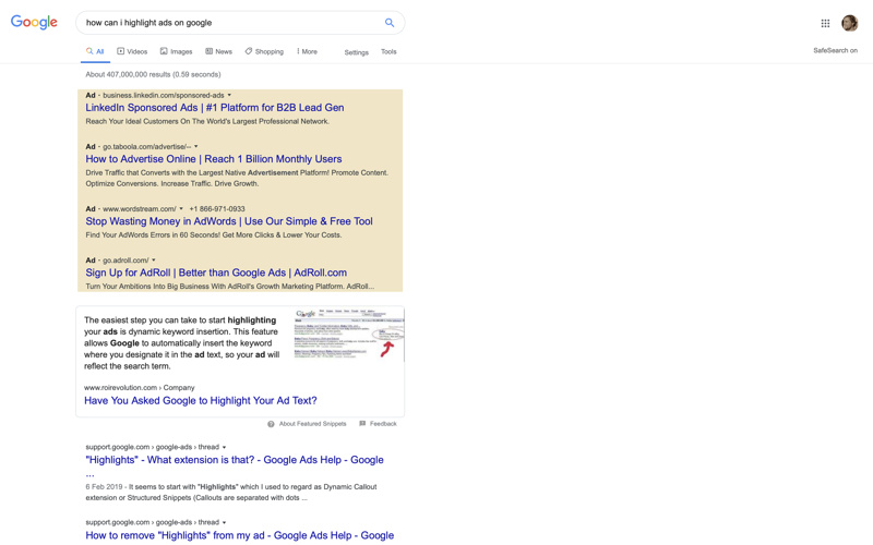 Highlight Ads on Google.com screenshot 3