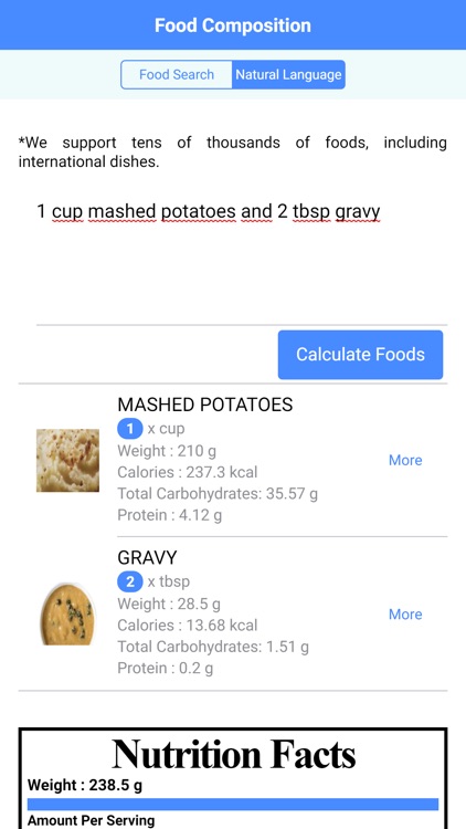 Nutritionix Food Composition