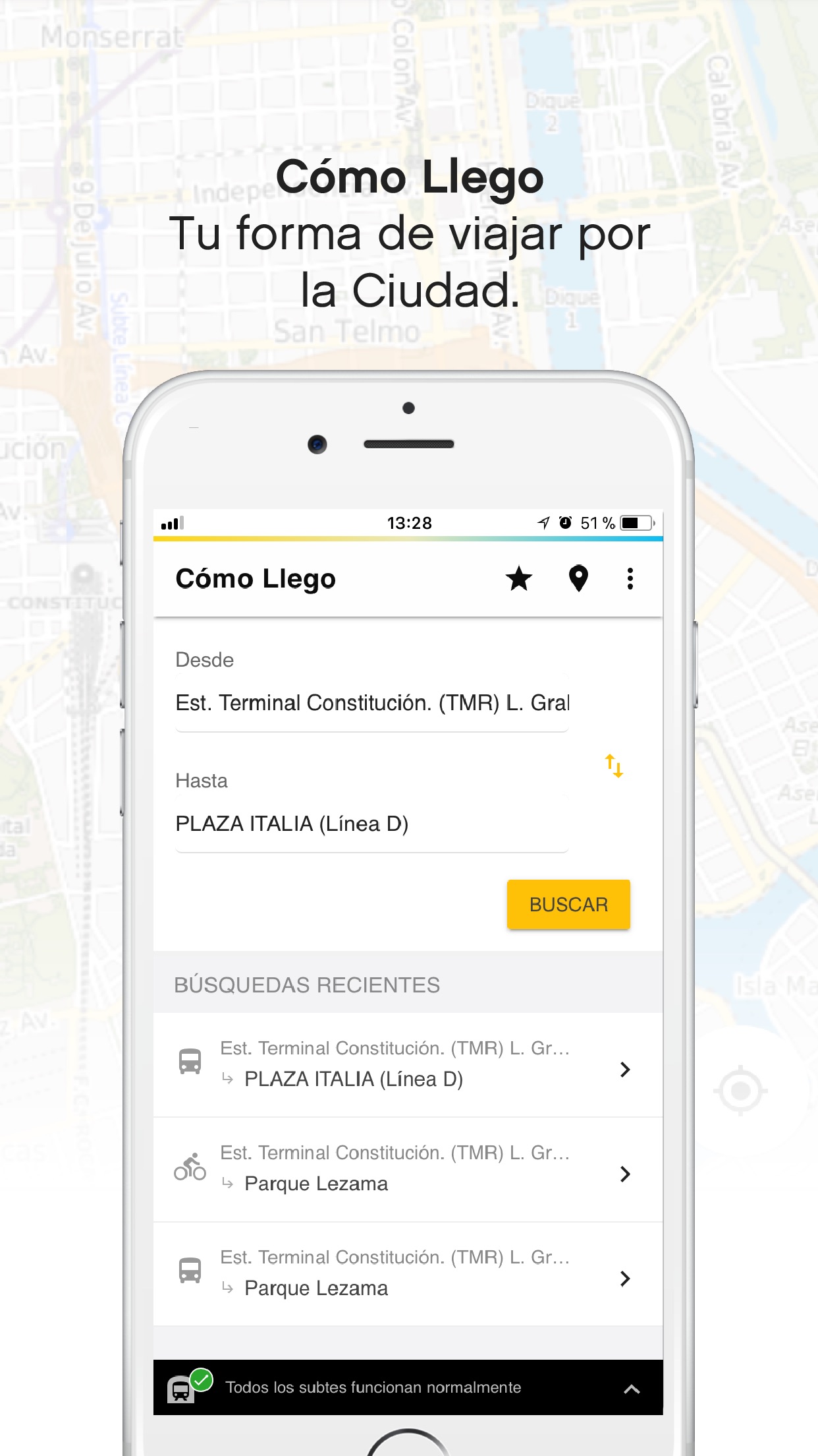 Screenshot do app BA Cómo Llego