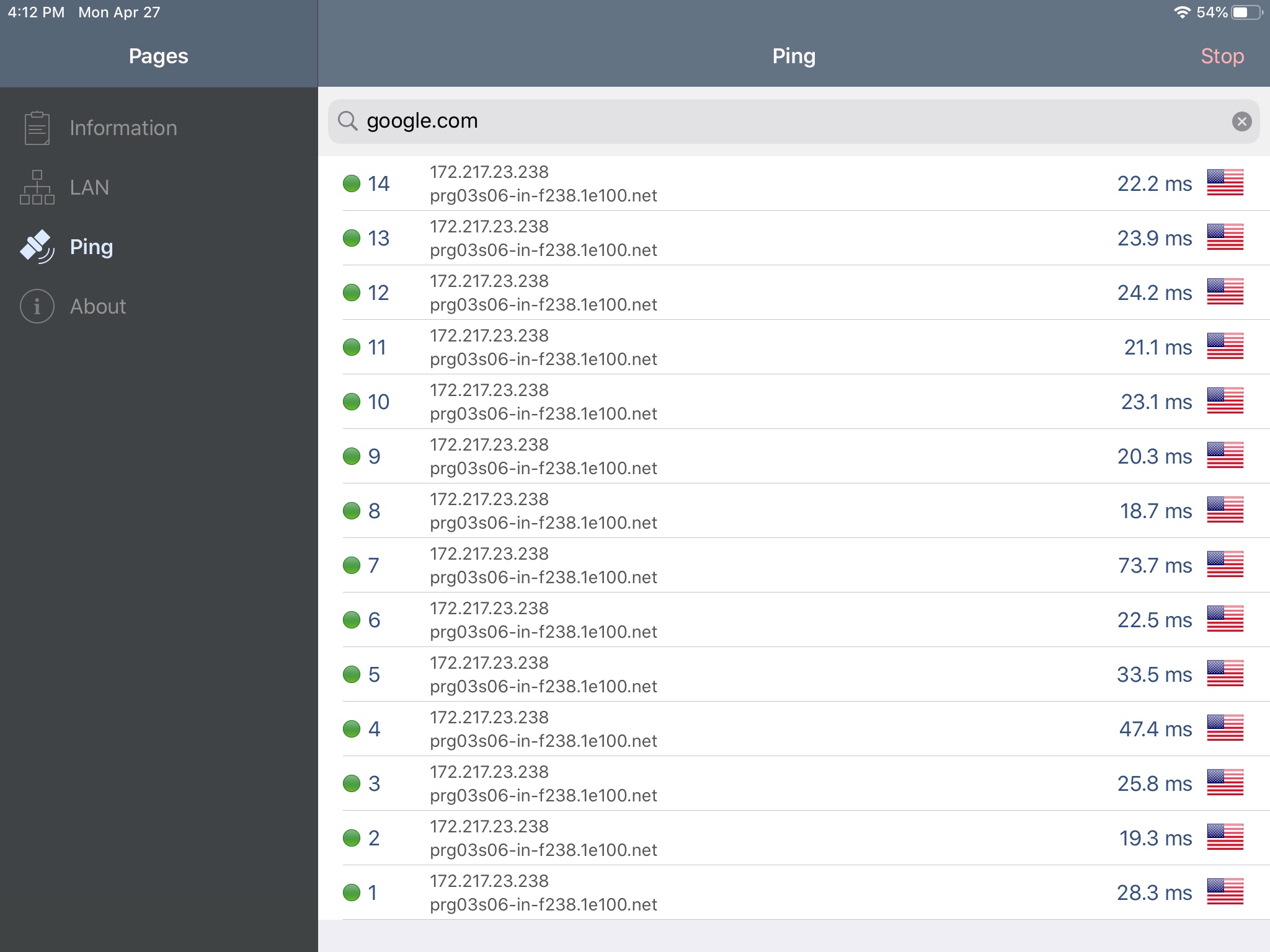 Network Analyzer screenshot 2