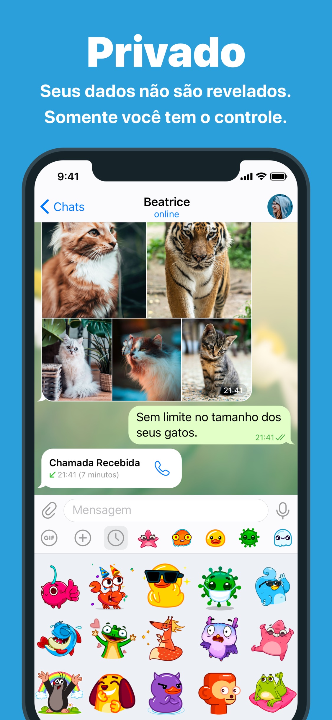 Screenshot do app Telegram Messenger