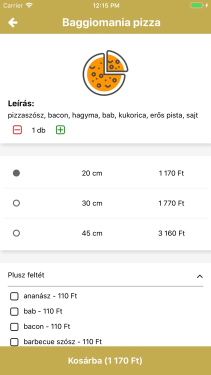 Aranytallér Étterem, Pizzéria