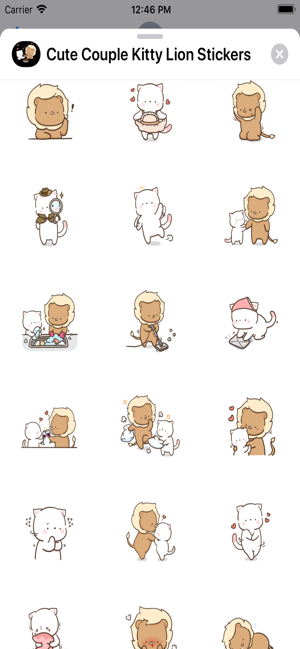 Cute Couple Kitty Lion Sticker(圖3)-速報App