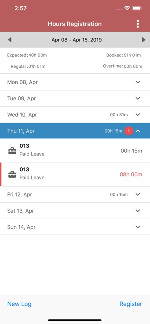 Infor LN Hours Registration