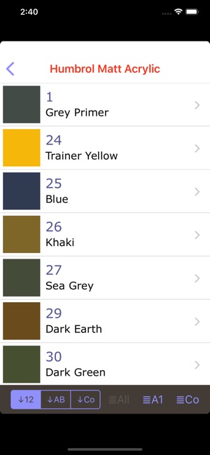 Humbrol Paint Chart Numbers