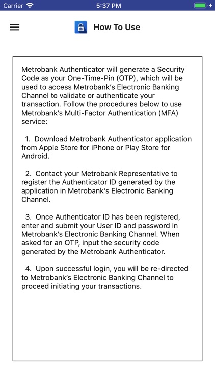 Metrobank Authenticator