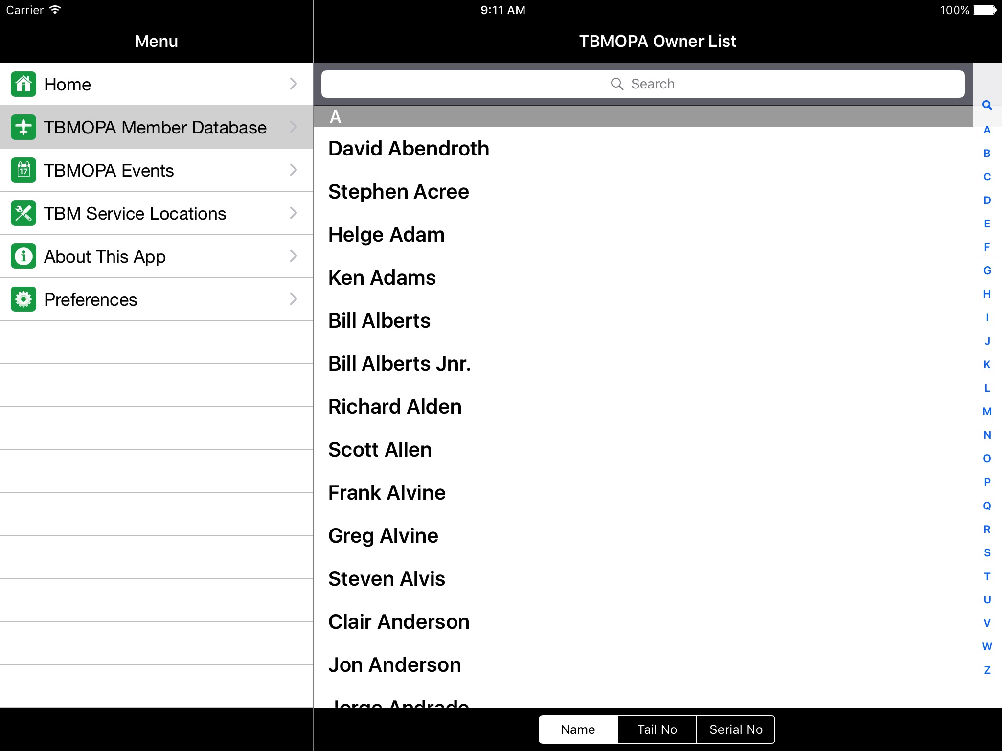 TBMOPA Directory screenshot 3