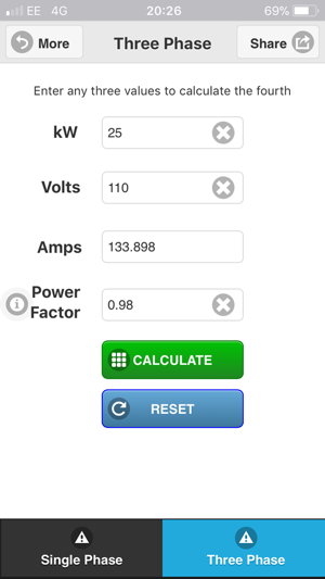 Kilowatt To Amps Chart