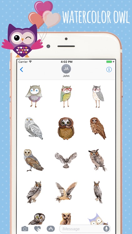 Watercolor Owl Stickers Pack screenshot-3
