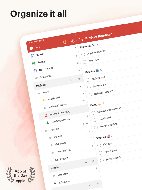 Todoist: Todo List for Organizing Work and Errands screenshot