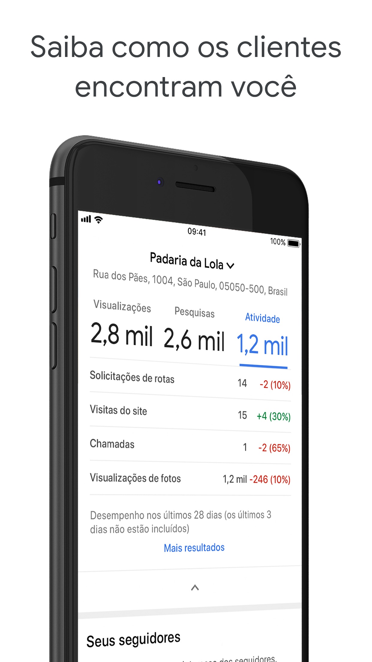 Screenshot do app Google Meu Negócio