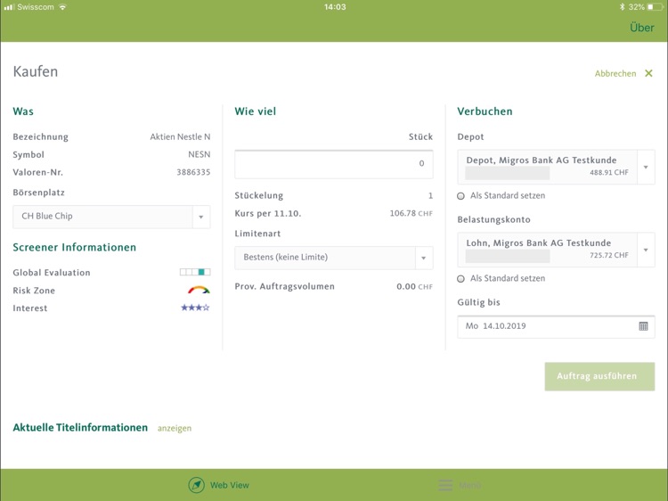 Migros Bank E Banking Tablet Ios تطبيقات Appagg
