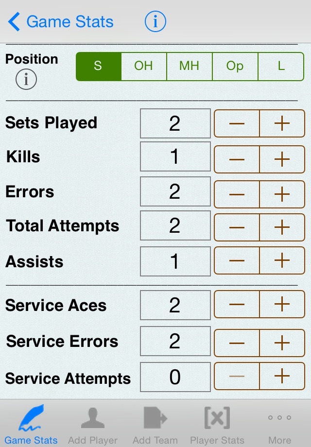 Volleyball Player Game Stats screenshot 2