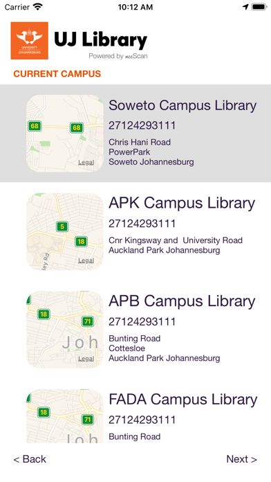 UJ Library Checkout screenshot 2