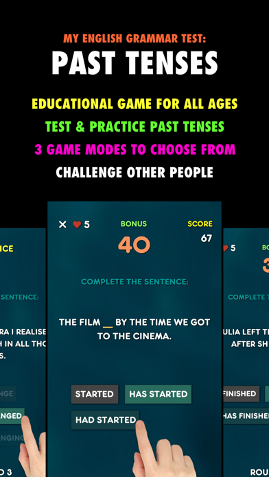 Past Tenses - Grammar Test Screenshot 1