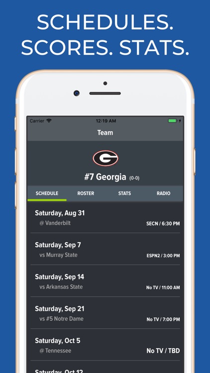 Georgia Football Schedules