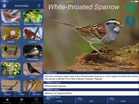 Bird Song Id USA Automatic Recognition and Reference - Songs and Calls of America screenshot