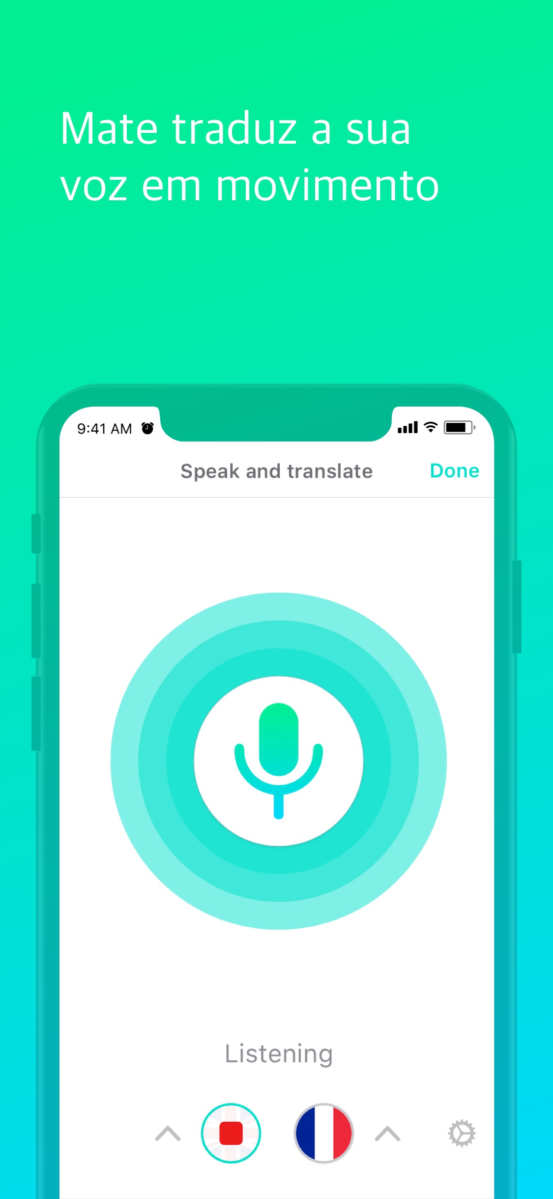 Screenshot do app Mate – tradutor e dicionário
