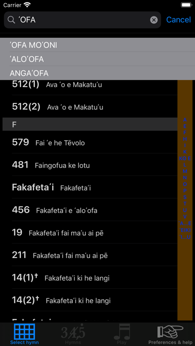 Tongan hymns FWC screenshot 2