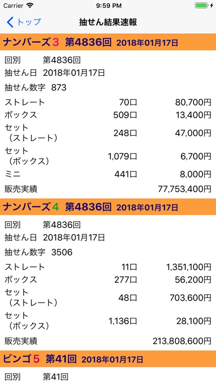 ロト・ナンバーズ・ビンゴ 抽せん番号速報