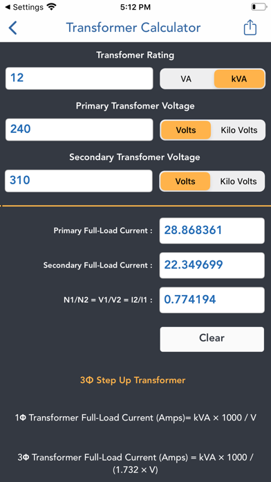 Transformer Calculator. screenshot 2