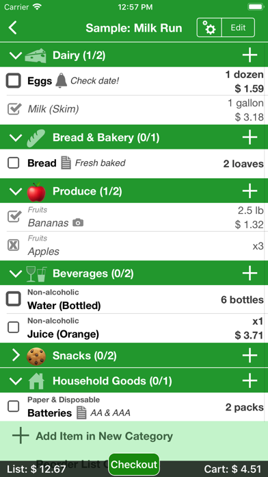 Shopping (Grocery List) Screenshot on iOS