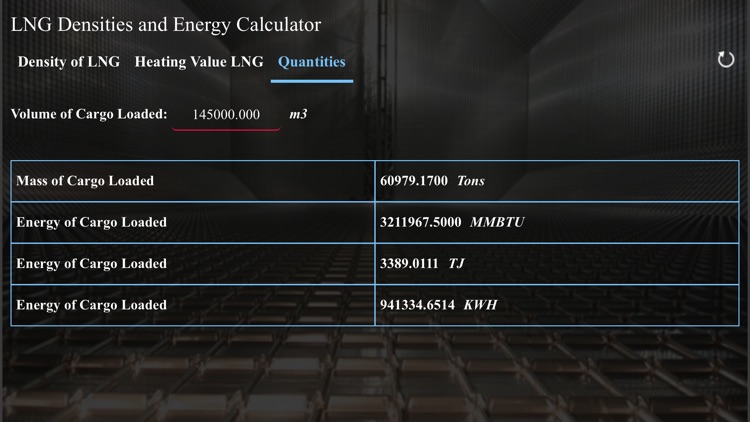 LNG Densities and Energy calc screenshot-3