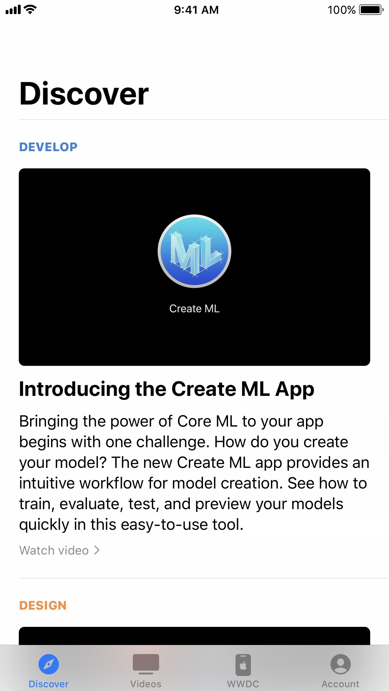Screenshot do app Apple Developer