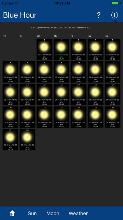 Blue Hour, Sun, Moon, Weather
