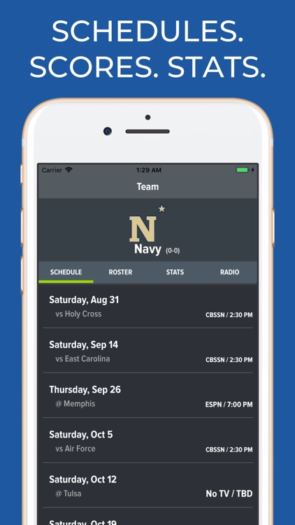 Navy Football Schedules