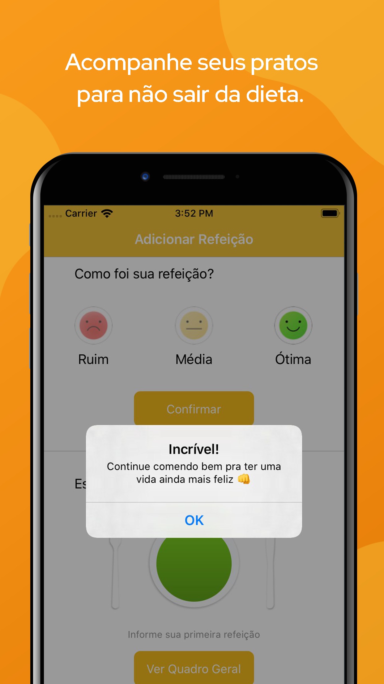 Screenshot do app Diário Alimentar