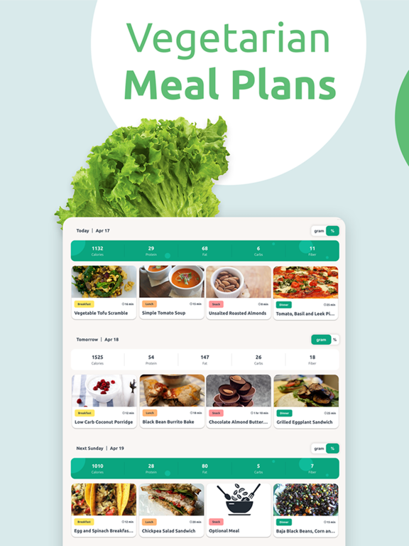 Vegetarian Meal Plans - Healthy Plant Based Recipes screenshot