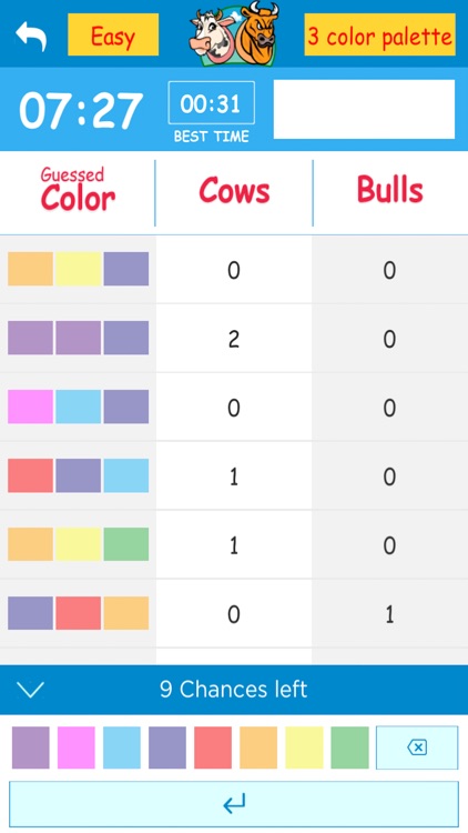 Cows & Bulls - Guess the Color