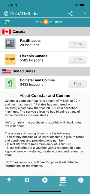 CoinATMRadar - Bitcoin ATM Map(圖7)-速報App
