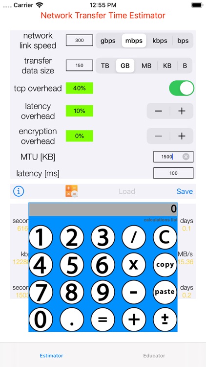 Network Transfer Estimator