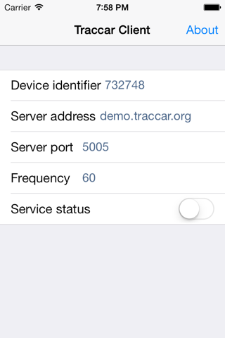 Traccar Client - náhled